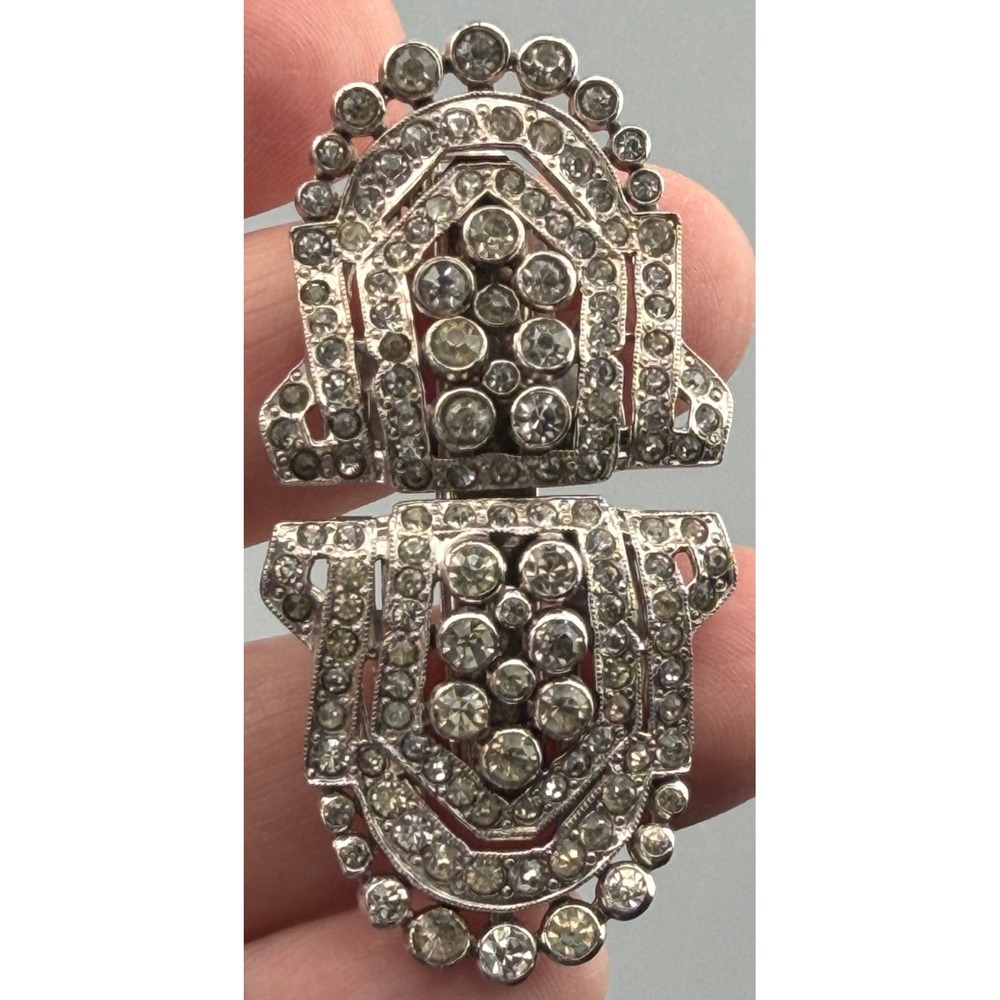 Vintage Coro Duette Rhinestone Convertible Brooch Dress Clips Pat 2050804 READ